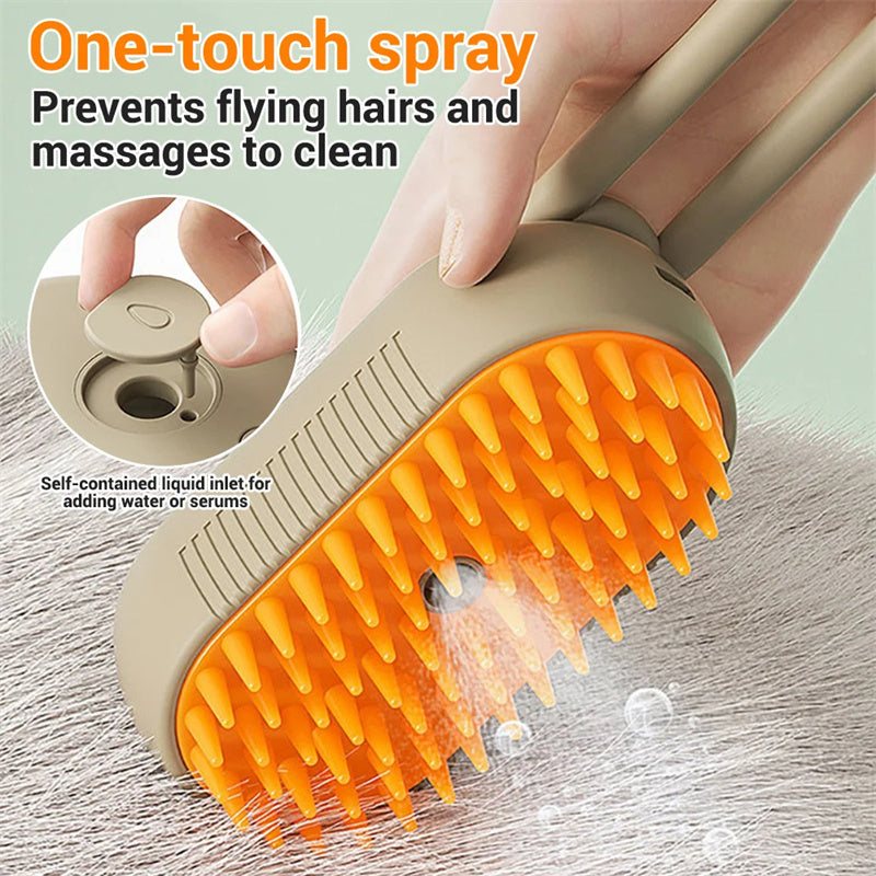 Brosse Vapeur 3-en-1 pour Chat et Chien – Brosse Électrique avec Pulvérisation, Massage et Élimination des Poils