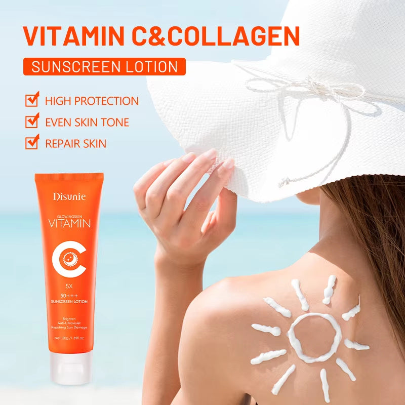 Crème solaire SPF 50 | Vitamine C et Collagène | Hydratant Éclaircissant - BeautyGlow