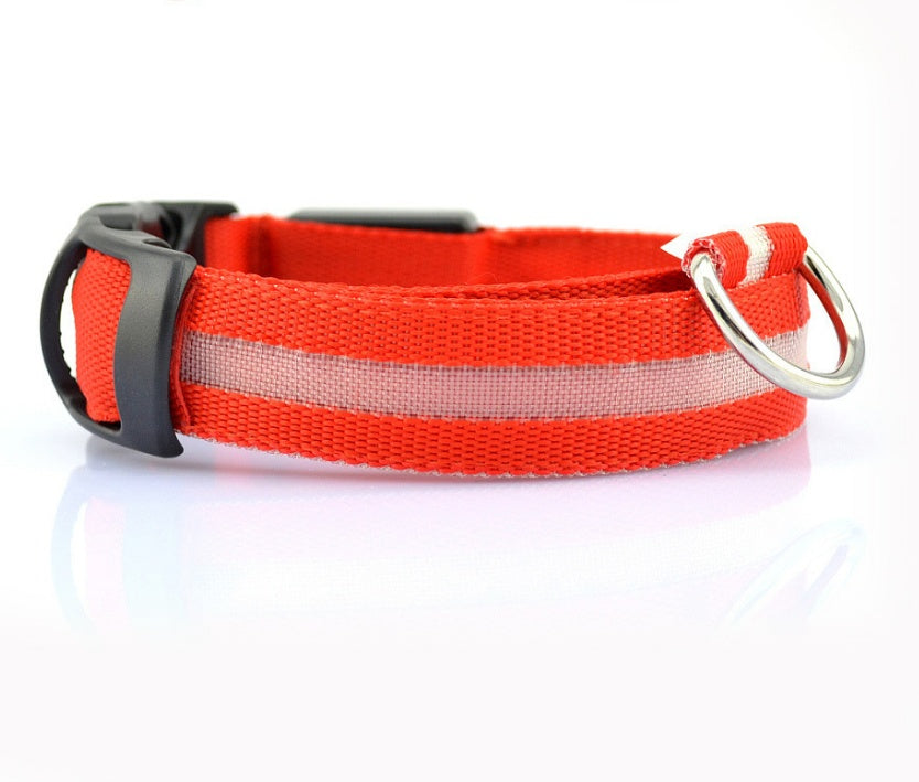 Collier Lumineux en Nylon pour Chien et Chat – Sécurité Nocturne à LED, Réglable et Clignotant