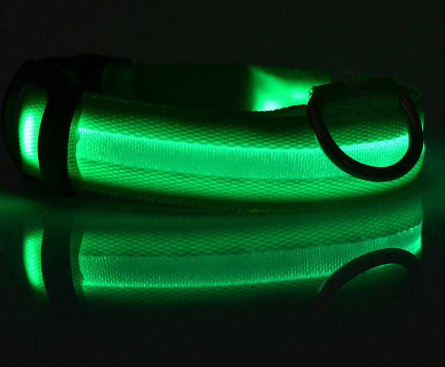 Collier Lumineux en Nylon pour Chien et Chat – Sécurité Nocturne à LED, Réglable et Clignotant