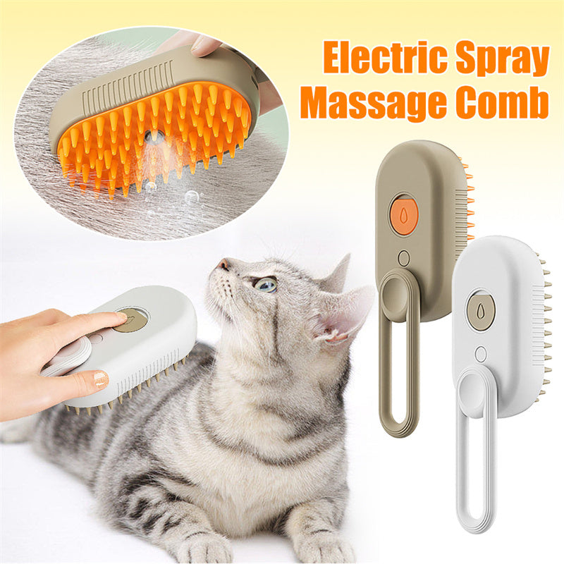 Brosse Vapeur 3-en-1 pour Chat et Chien – Brosse Électrique avec Pulvérisation, Massage et Élimination des Poils