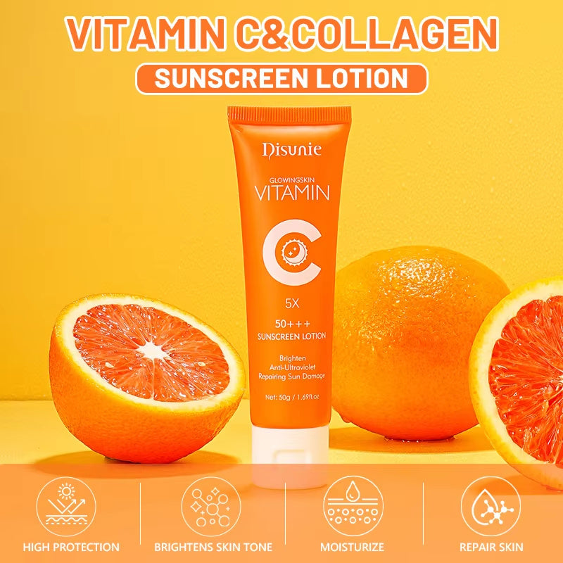 Crème solaire SPF 50 | Vitamine C et Collagène | Hydratant Éclaircissant - BeautyGlow