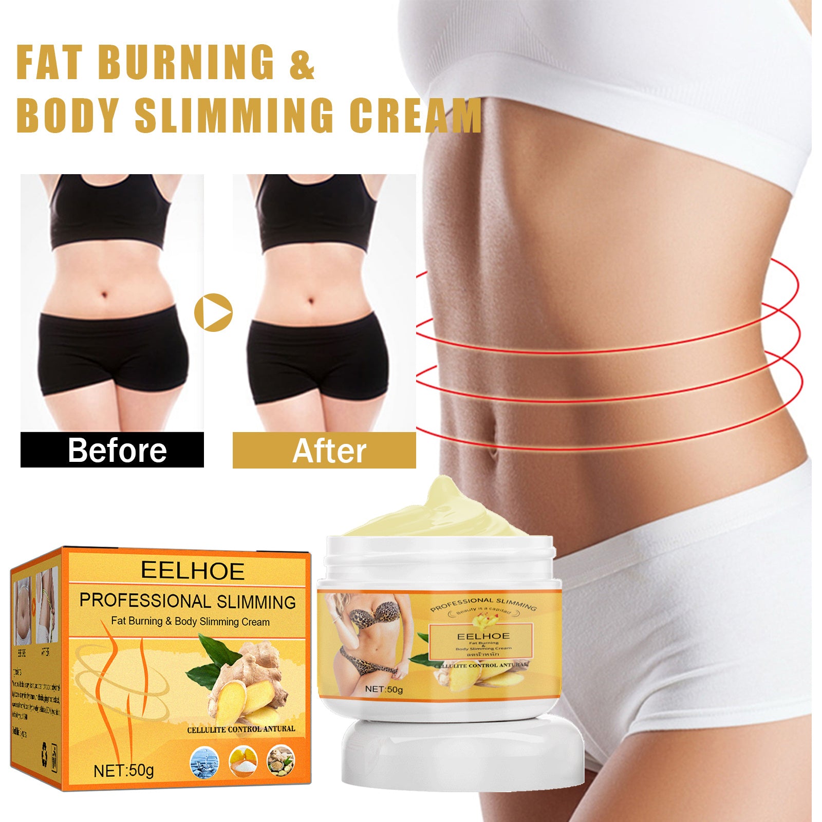 Crème Minceur EELHOE au Gingembre - Brûle-Graisse Naturel