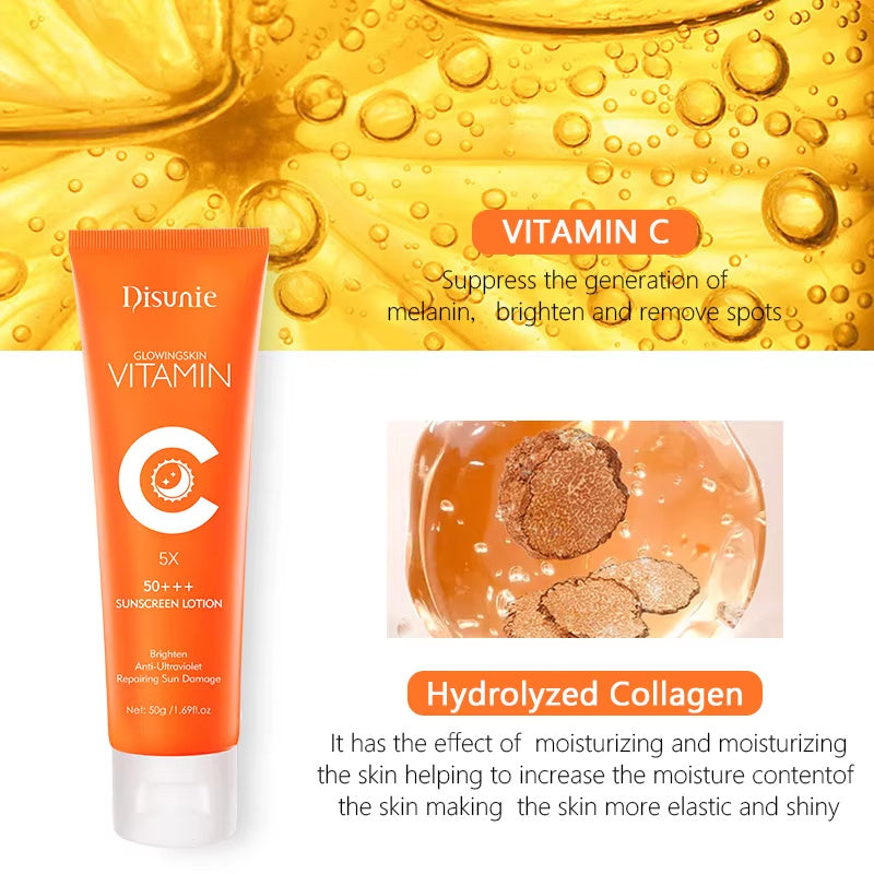 Crème solaire SPF 50 | Vitamine C et Collagène | Hydratant Éclaircissant - BeautyGlow