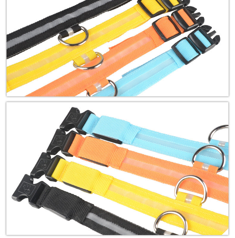 Collier Lumineux en Nylon pour Chien et Chat – Sécurité Nocturne à LED, Réglable et Clignotant