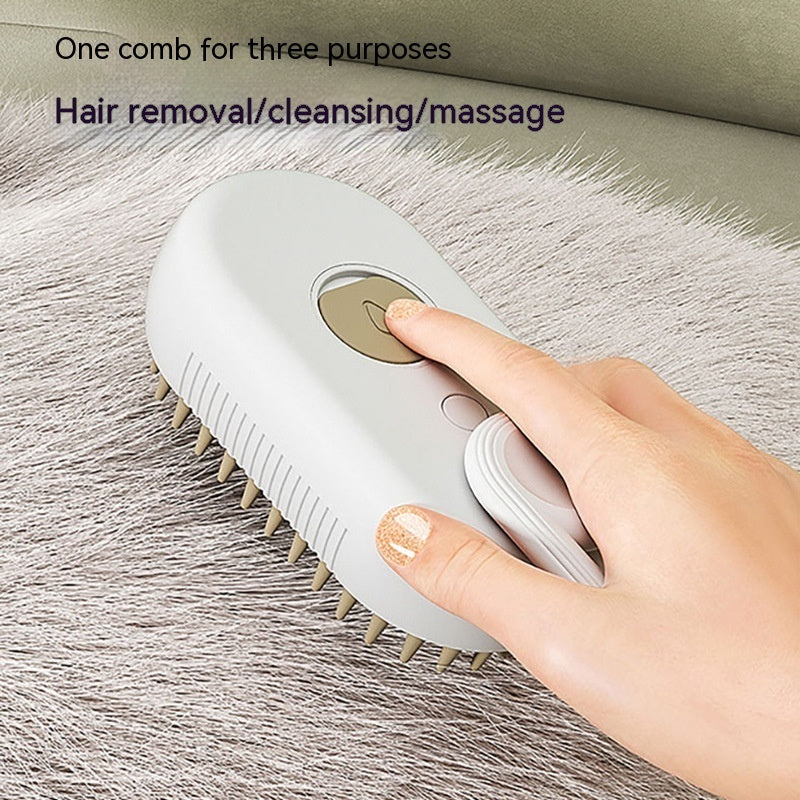 Brosse Vapeur 3-en-1 pour Chat et Chien – Brosse Électrique avec Pulvérisation, Massage et Élimination des Poils