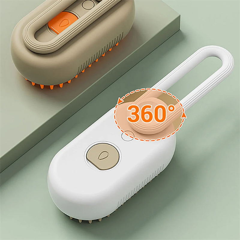 Brosse Vapeur 3-en-1 pour Chat et Chien – Brosse Électrique avec Pulvérisation, Massage et Élimination des Poils