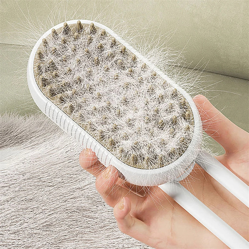 Brosse Vapeur 3-en-1 pour Chat et Chien – Brosse Électrique avec Pulvérisation, Massage et Élimination des Poils